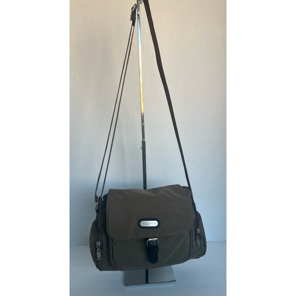 Baggallini Nylon Organizer Traveler Brown Multi Pocket Crossbody Purse - Picture 1 of 13